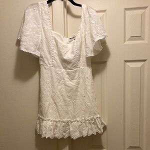 Showpo Ivory Embroidered Dress